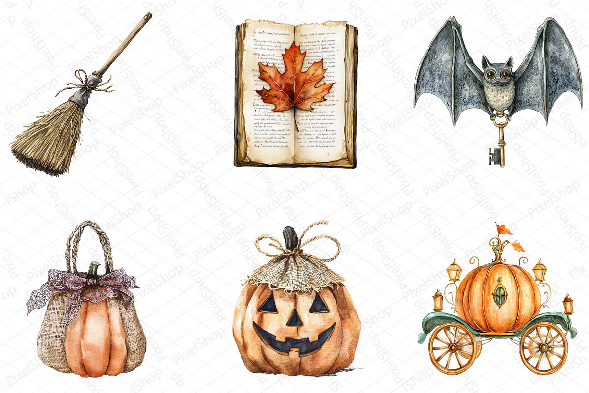 Vintage Autumn & Halloween Clipart, an Illustration by DreamPrint404 (Photo 3 of 4)