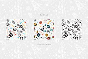 Space Seamless Patterns And Cliparts