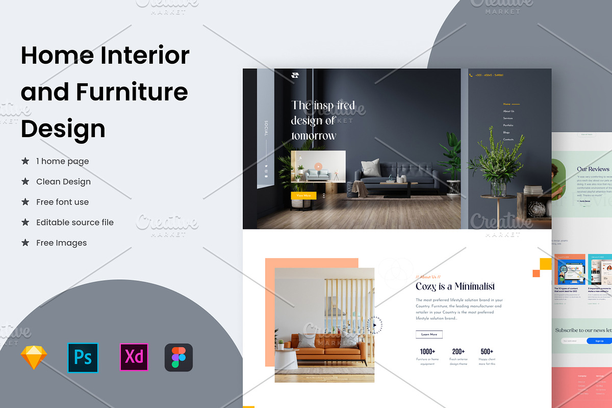 Interior Website & Furniture Design, a Landing Page Template by uiwarrior (Photo 1 of 4)