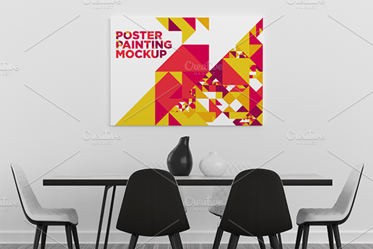 Poster Painting MockUp Pack 001, a Print Template by Traint (Photo 3 of 21)