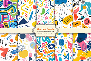 Abstract shapes doodle background, a Background Graphic by Pixeness Studio