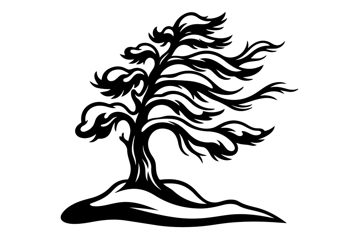Windblown Tree Silhouette, an Object Illustration by Gfx_Store (Photo 4 of 16)
