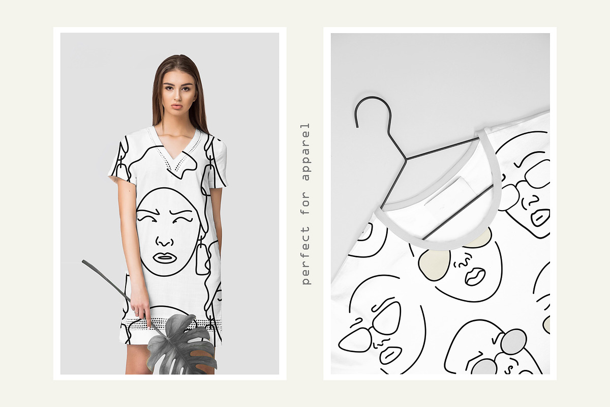 Line - female portraits & patterns, a Pattern Graphic by Pretty Meerkat (Photo 2 of 11)
