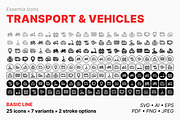 Transport & vehicles icons (Line), an Outline Icon by Totto House (Thumbnail 2 of 3)