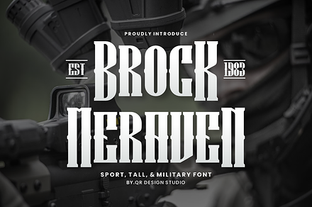 Brock Meraven Sport & Military Font, a Serif Font by QR Design Studio