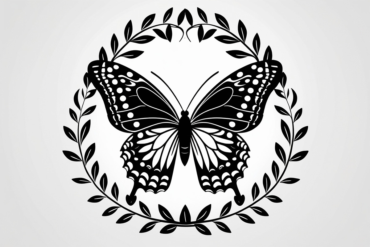 Butterfly Laurel Wreath Set, an Illustration by jahid234 (Photo 4 of 7)