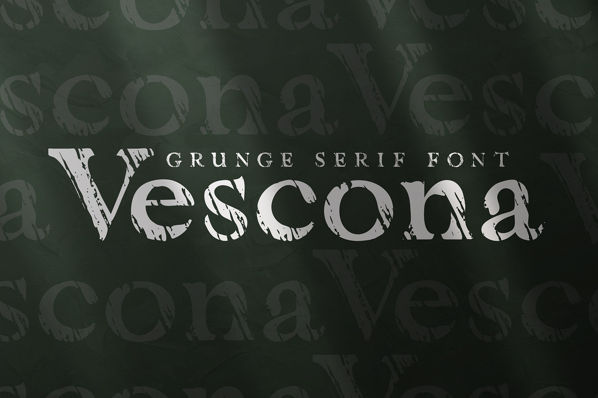 Vescona - Grunge Serif Font, a Slab Serif Font by AndrewPixel (Photo 1 of 8)