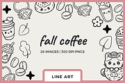 Kawaii Fall Coffee Line Art, an Illustration by TheClipAtelier (Thumbnail 1 of 3)