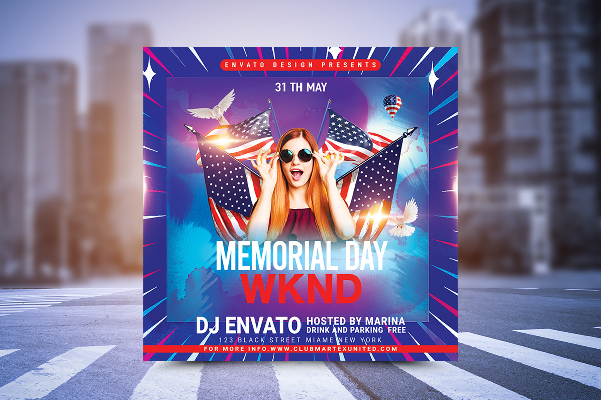 Memorial Day Party Flyer, a Flyer Template by Poushe Design