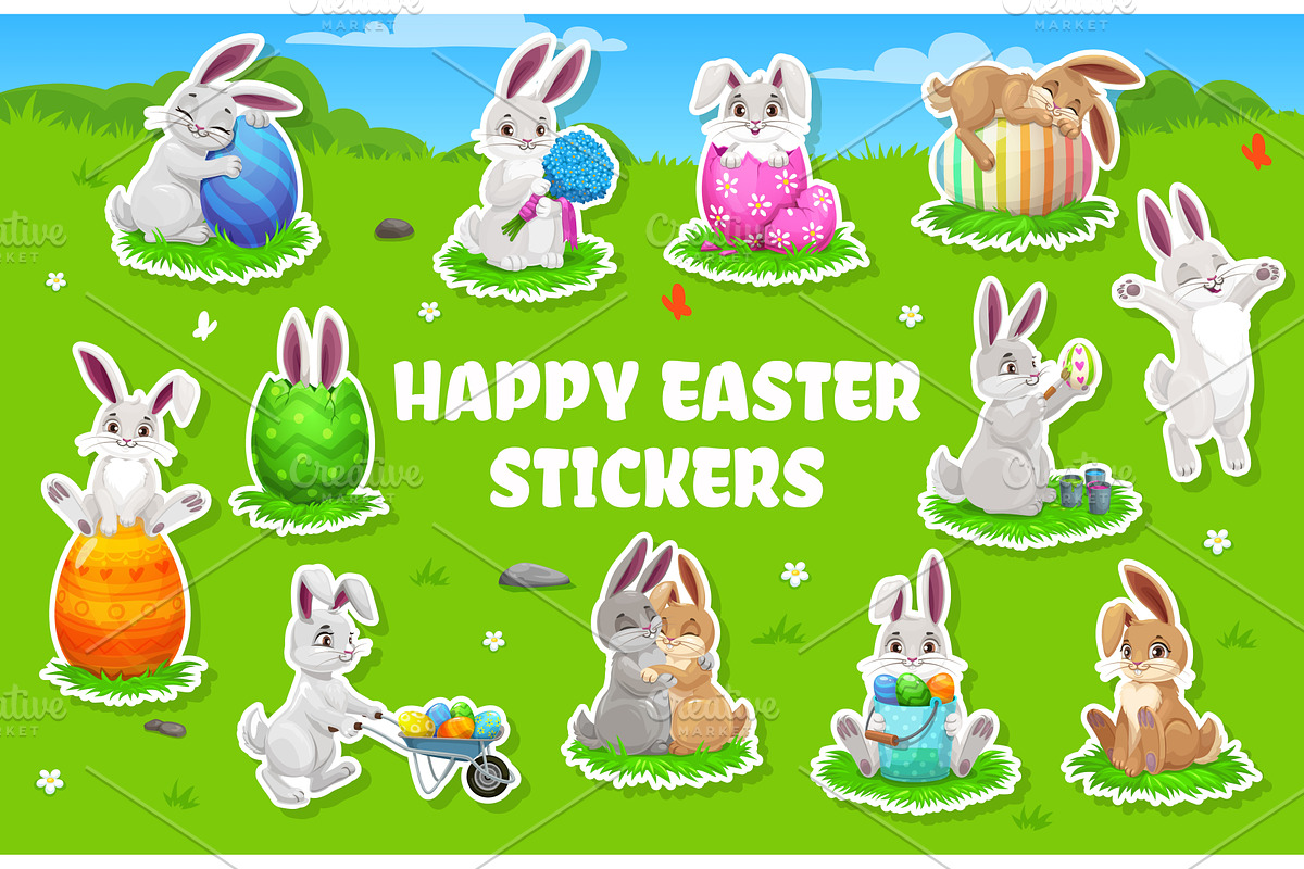 Easter bunny characters, a Seasonal Illustration by Vector Tradition