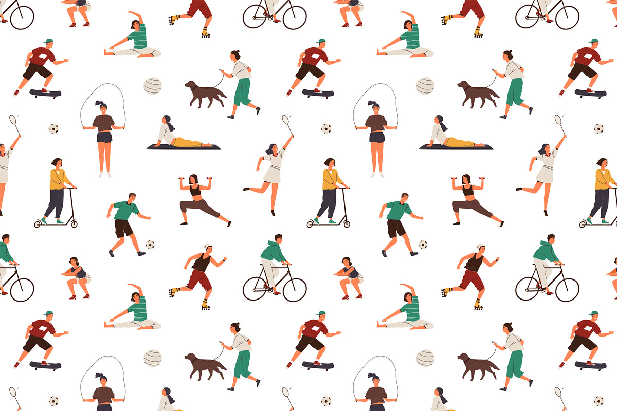 People do sports seamless pattern, a Pattern Graphic by Good Studio (Photo 1 of 3)