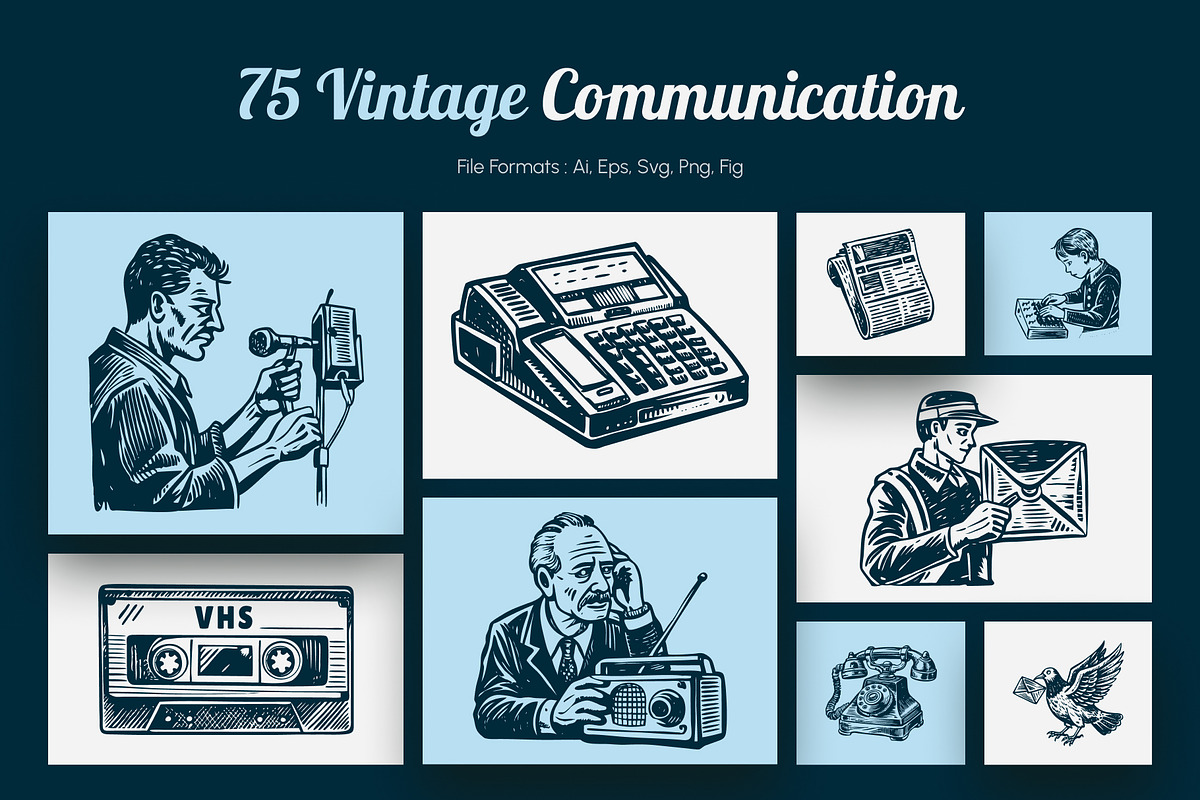 Vintage Communication Illustration, a Technology Illustration by Prosymbols (Photo 1 of 10)