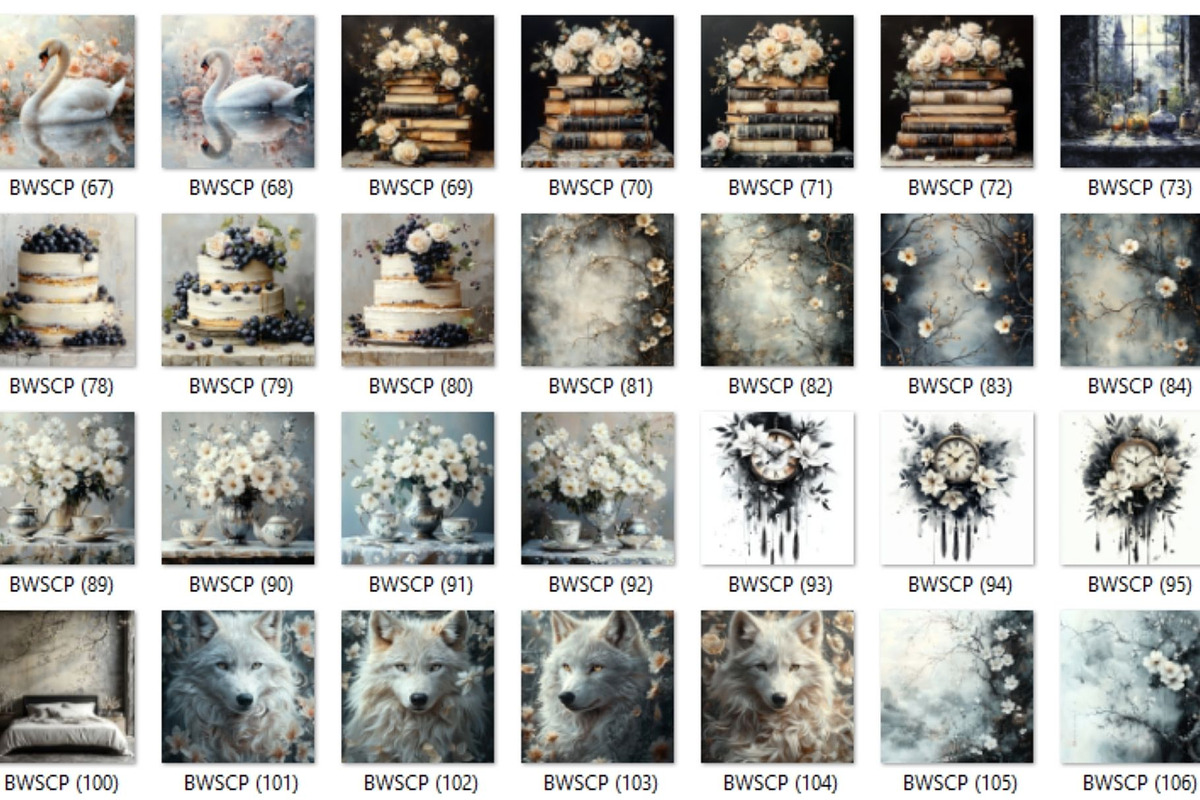 140+ Black and White Shabby Chic Pap, a Decorative Illustration by HubbaDigitals (Photo 3 of 5)