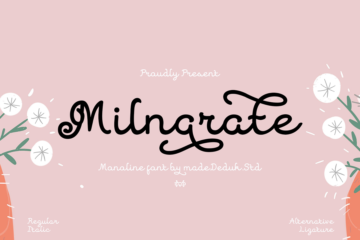 Milnarate Monoline Script, a Script Font by madeDeduk (Photo 1 of 8)