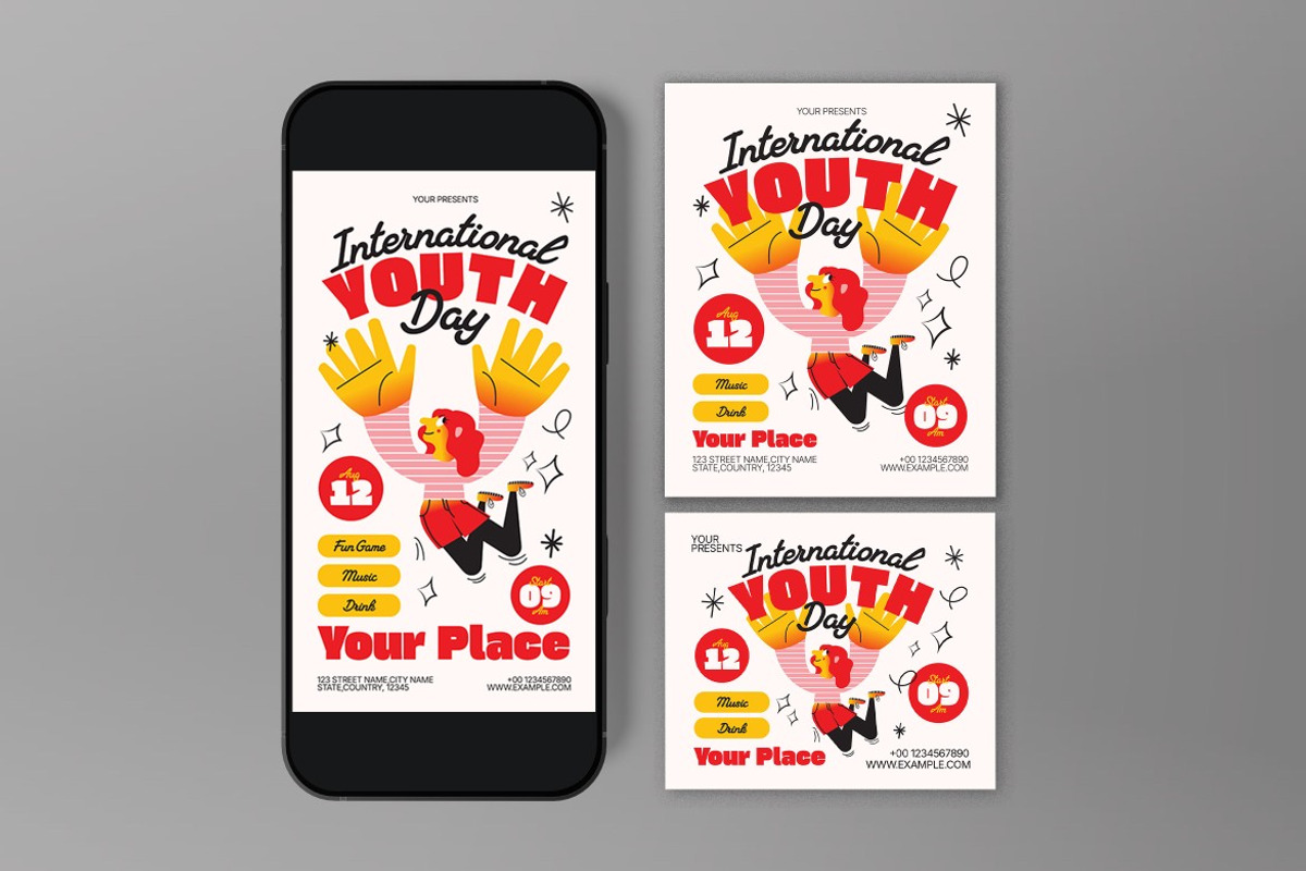 White Youth Day Flyer Set, a Flyer Template by graphicook (Photo 3 of 3)