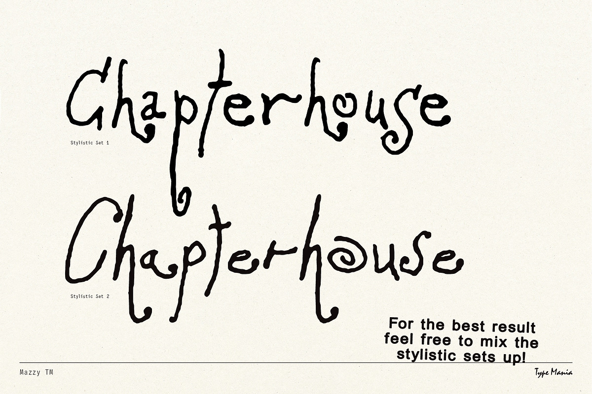 Mazzy TM – Alternative Script Font, a Script Font by Type Mania (Photo 6 of 10)
