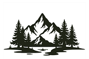 Mountain Reflection Silhouette Art, a Decorative Illustration by CarWrap design (Thumbnail 2 of 3)