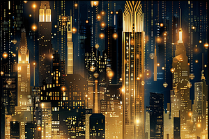 Art Deco Cityscape Night