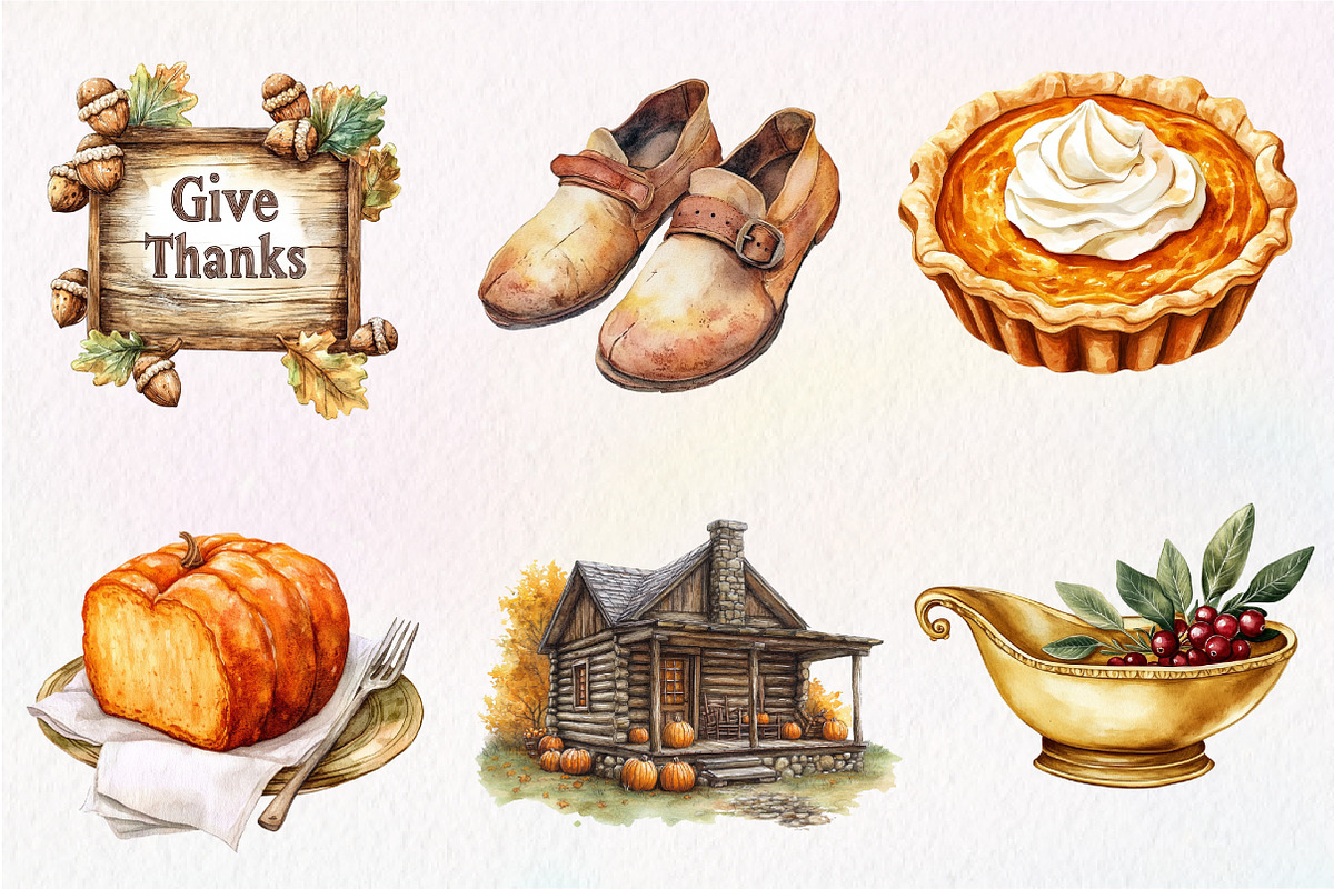 Vintage Thanksgiving Clipart Bundle, an Illustration by Dream Creation