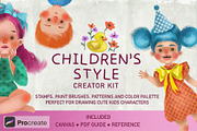Procreate Children's Character Kit, a Brush Add-On by Rosangela Curti (Thumbnail 1 of 16)