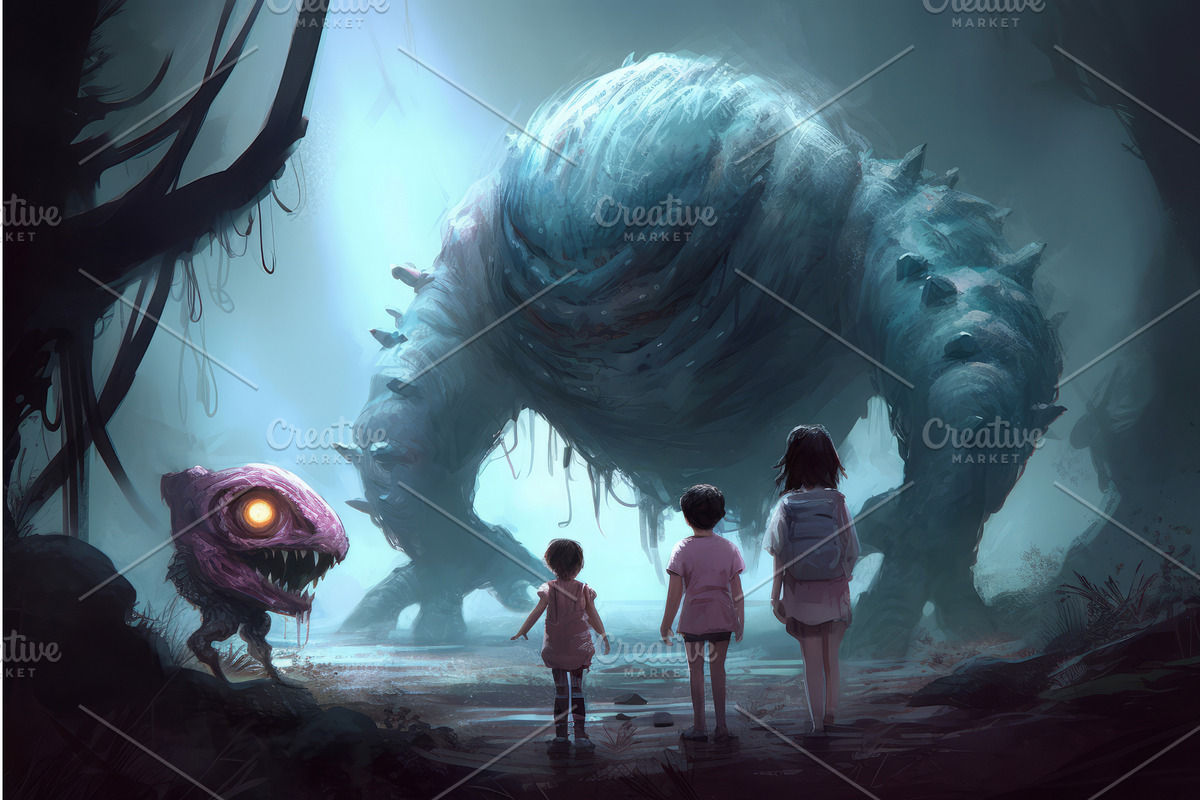 Monsters children fantasy dream, an Illustration by Ylivdesign