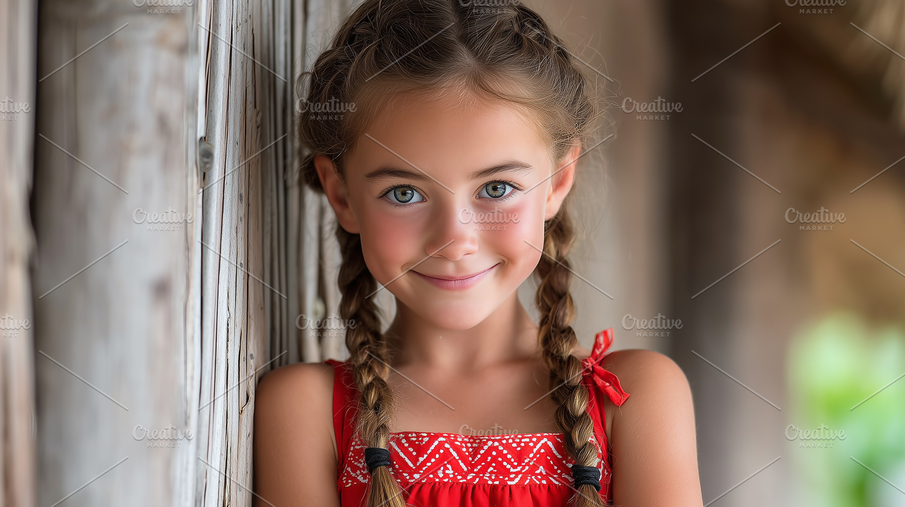 Smiling young girl with braided hair, a Person Photo by MistyDay