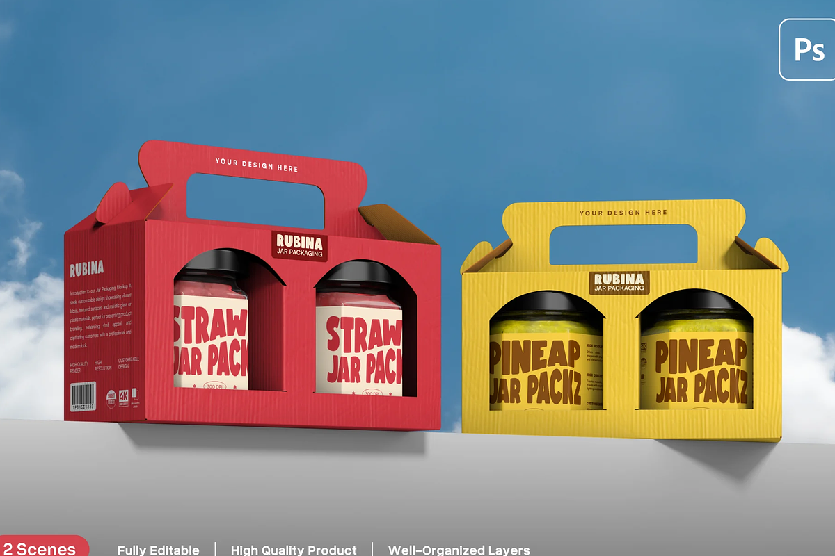 Jar and Box Mockup 2 Views, a Packaging Mockup by graphicsauce (Photo 2 of 4)