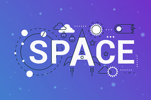 Galaxy Space Word Concept Template