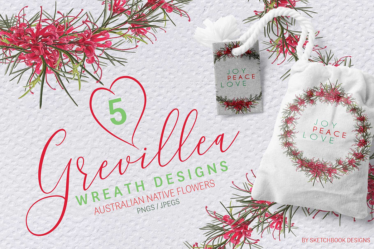 Grevillea Wreath Vector Mini Set, an Illustration by Sketchbook Designs (Photo 1 of 4)