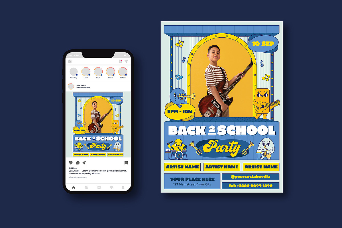 Back To School Party Flyer, a Flyer Template by iDoodle Studio
