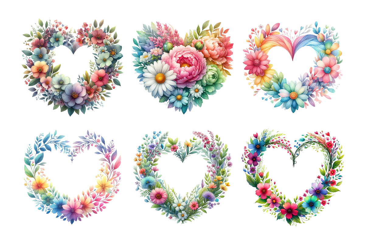 heart-shaped spring floral clipart, an Illustration by Daily.Designs (Photo 5 of 5)