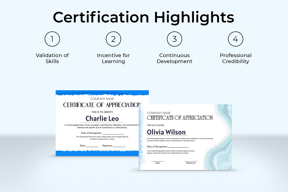 Blue Certificate Appreciation Canva, a Card Template by Snapybiz (Photo 6 of 10)