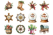 Western Cowboy Christmas Clipart, a Graphic by CitraGraphics (Thumbnail 2 of 4)