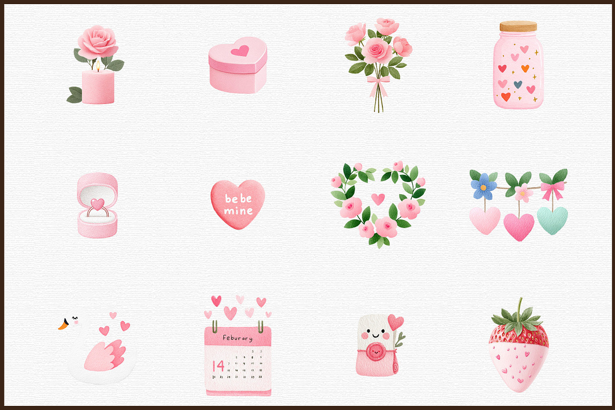 Light Pink Valentine Clipart Set, an Illustration by Sublimation Artist (Photo 3 of 6)