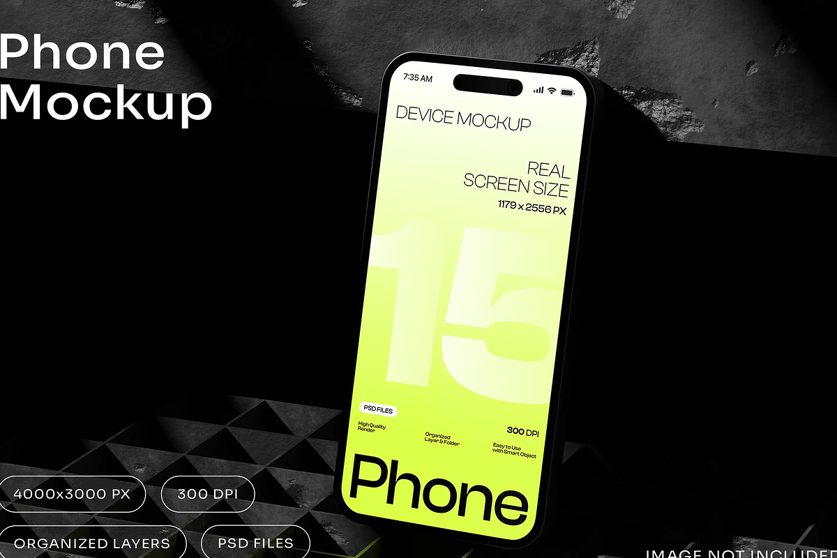 iPhone 15 Mockup, an iPhone Mockup by graphicsauce (Photo 1 of 4)