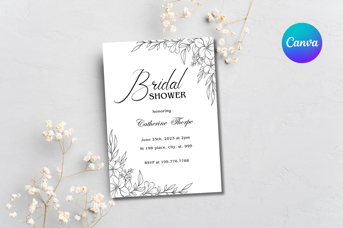 Bridal Shower Invitation Template, an Invitation Template by SimoDigitalArt (Photo 7 of 10)