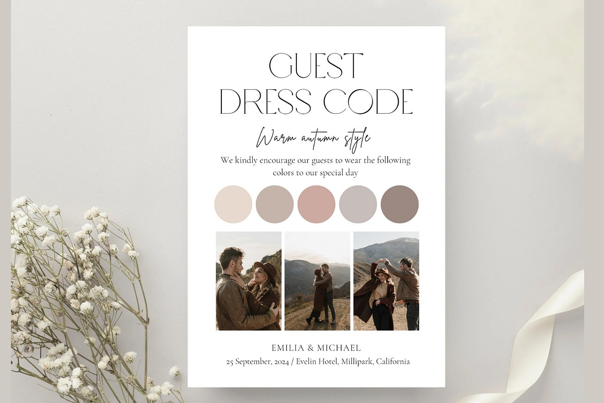 Guest dresscode with photo card, a Stationery Template by EvaTemplates (Photo 7 of 7)