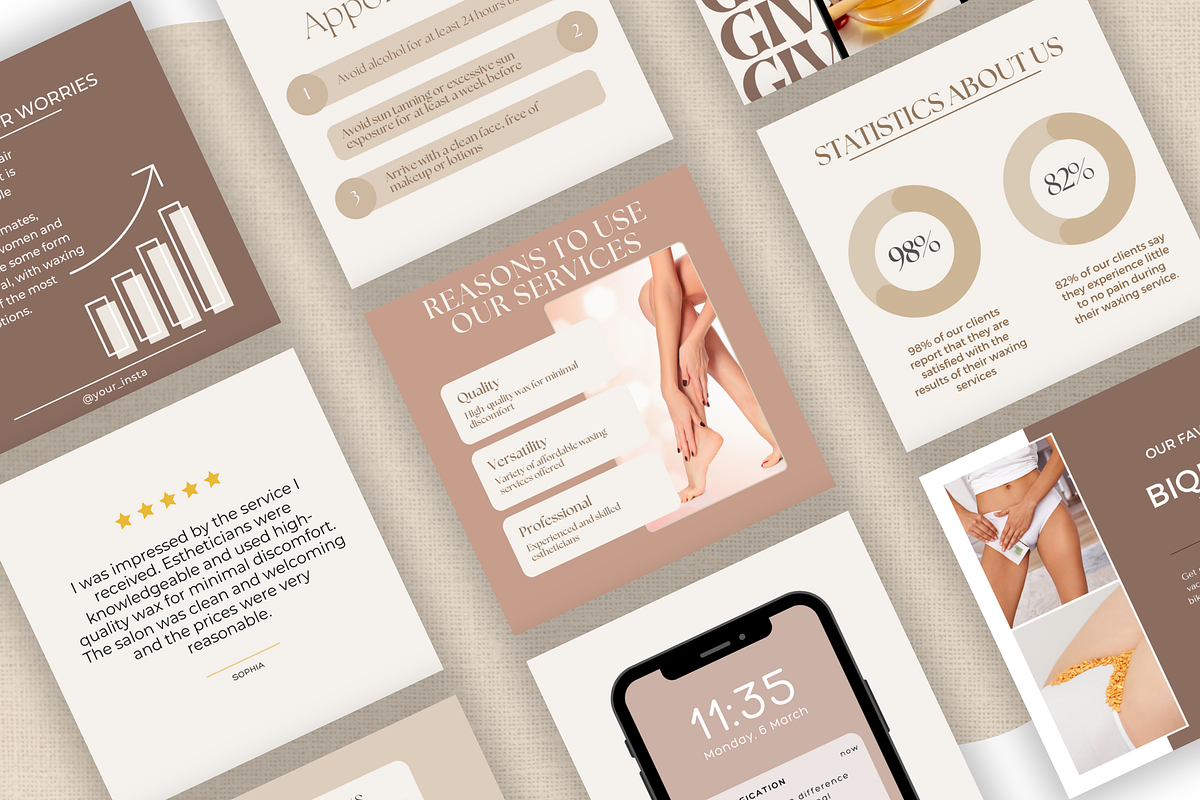 Waxing Instagram, Hair Removal, a Social Media Template by EliteMatidi (Photo 2 of 8)
