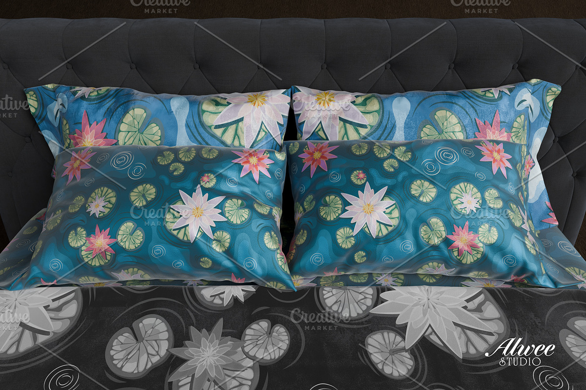Bright Water Lily Seamless Pattern, a Pattern Graphic by Alwee Studio (Photo 4 of 6)
