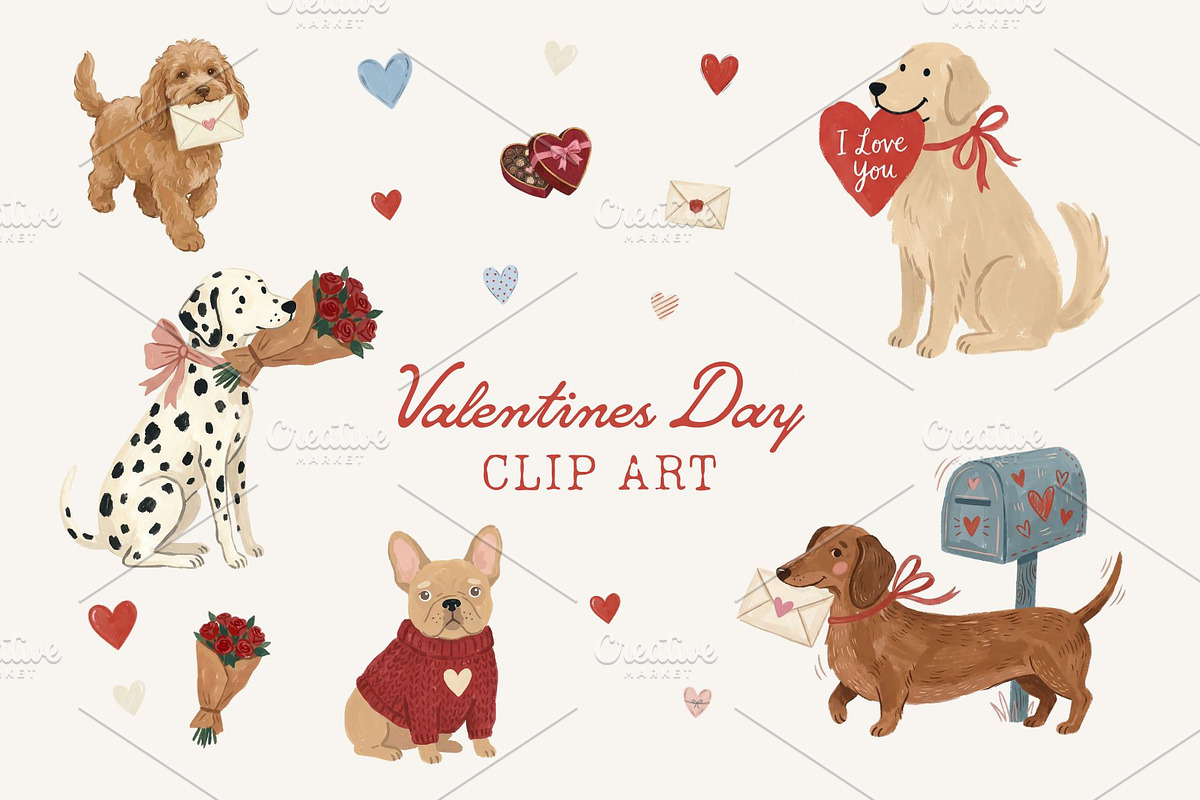 Valentine’s Day Dog Clipart Bundle, an Object Graphic by Malunio (Photo 1 of 3)