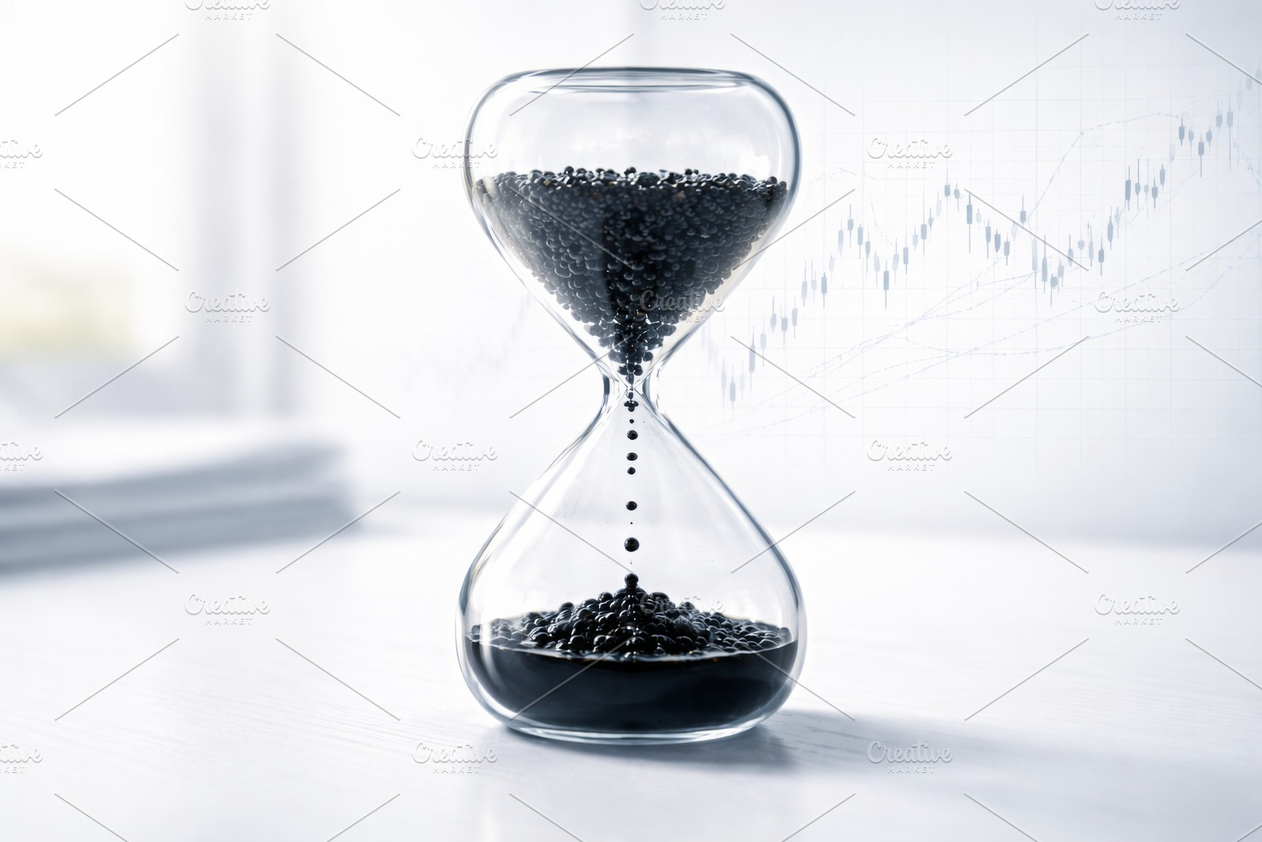 Hourglass with oil as metaphor for f, a Photo by Dvoevnore photos
