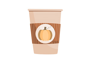 Cardboard paper cup with pumpkin, a Food Illustration by Toltemara