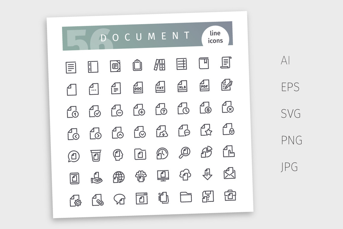 Document Line Icons Set, an Outline Icon by Voysla's Shop (Photo 4 of 4)
