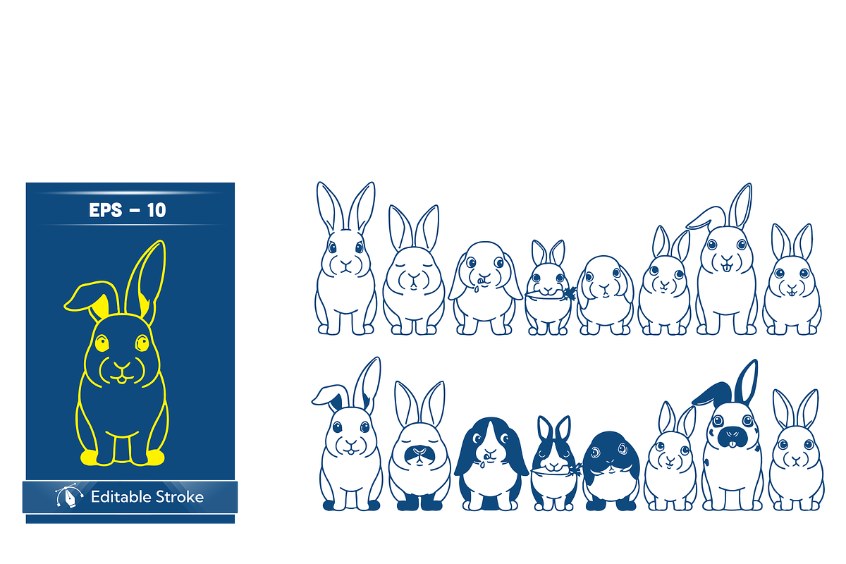 Charming Bunny Character Set, an Object Illustration by CarWrap design (Photo 2 of 3)