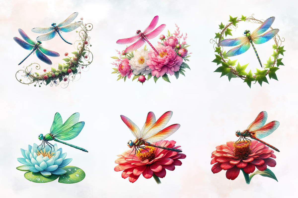 Summer Dragonfly Garden Clipart, an Illustration by RobertsArt (Photo 4 of 7)