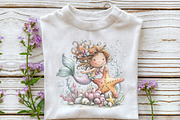 Whimsical Summer Mermaid Clipart, an Illustration by OK Design (Thumbnail 6 of 6)
