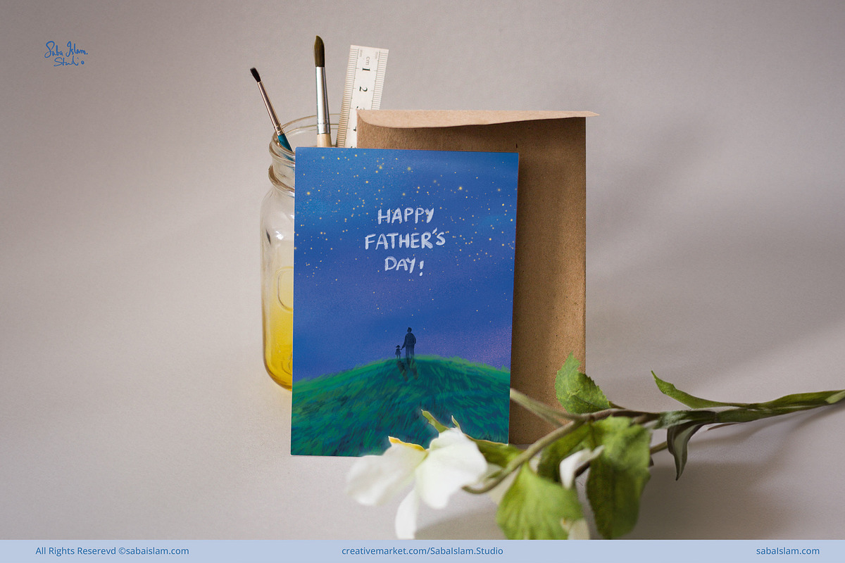 Mountain Stars Father's Day Card, a Card Template by SabaIslam.Studio (Photo 3 of 4)