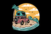 Camping on the beach illustration, a Transportation Illustration by gunaonedesign (Thumbnail 1 of 5)