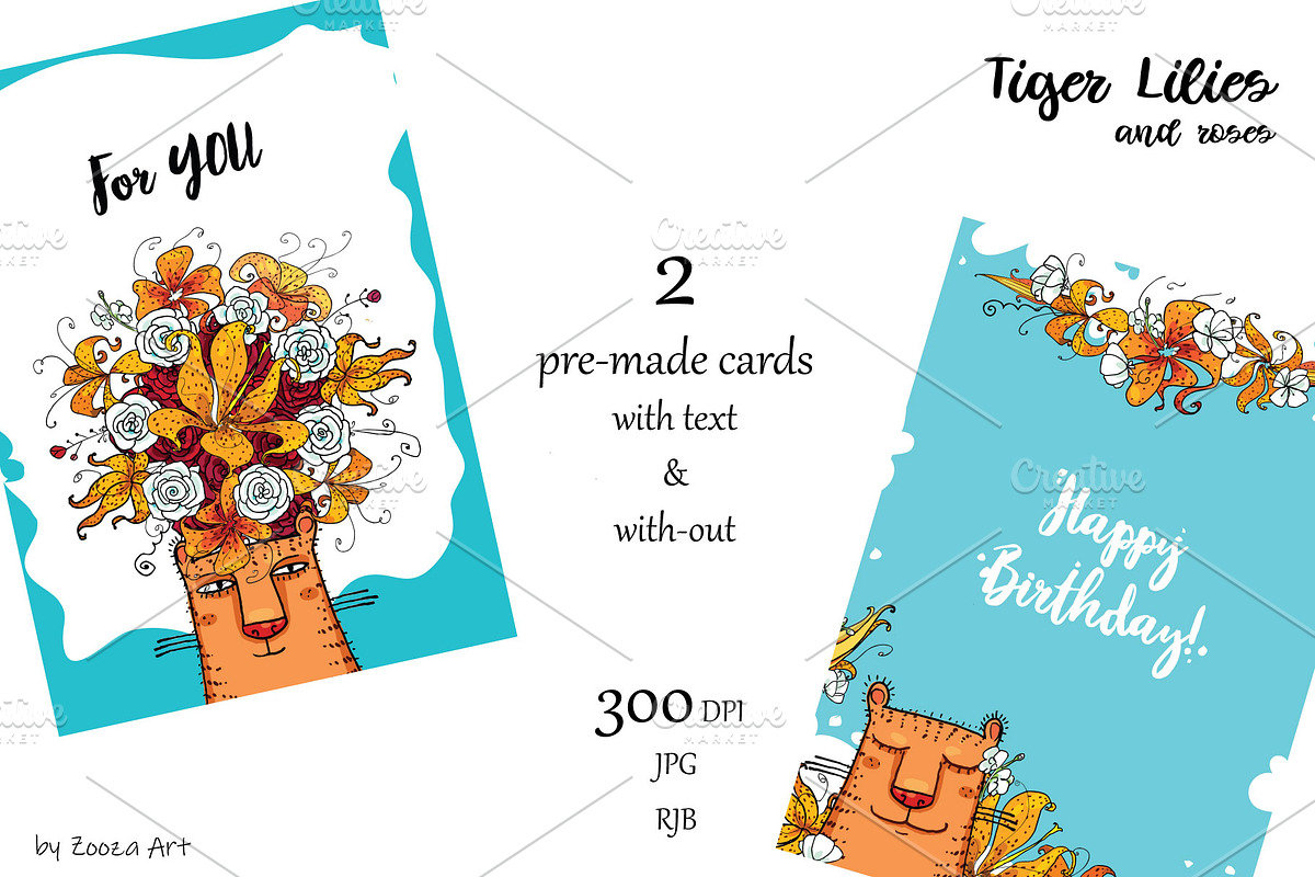 Tiger Lilies & Roses - clip-art, an Illustration by Zooza Art (Photo 13 of 15)