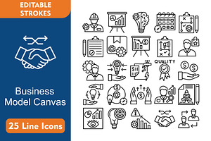 25 Business Model Canvas Line Icons, an Icon by Pexelpy